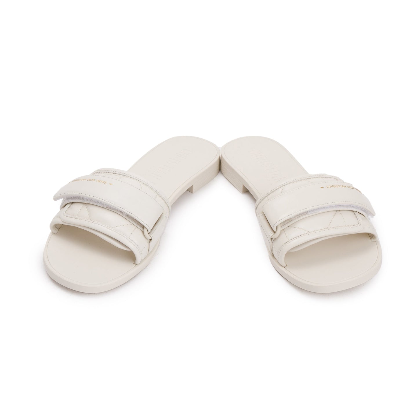 Christian Dior Off White Cannage Quilted Leather Dio(r)evolution Slide, Size 35