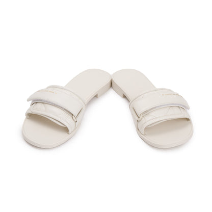 Christian Dior Off White Cannage Quilted Leather Dio(r)evolution Slide, Size 35