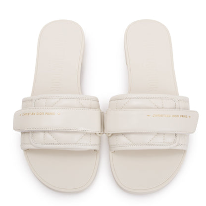 Christian Dior Off White Cannage Quilted Leather Dio(r)evolution Slide, Size 36