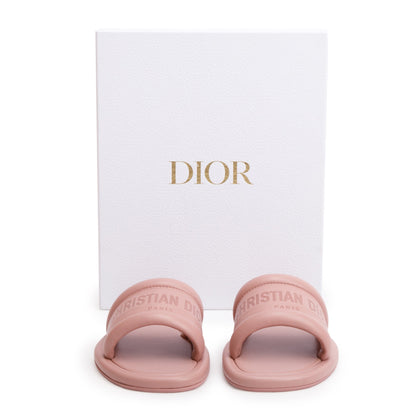 Christian Dior PInk Embossed Lambskin Leather Every-D Slide, Size 38.5