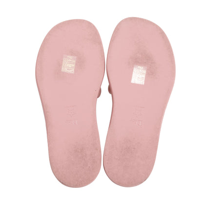Christian Dior PInk Embossed Lambskin Leather Every-D Slide, Size 38.5