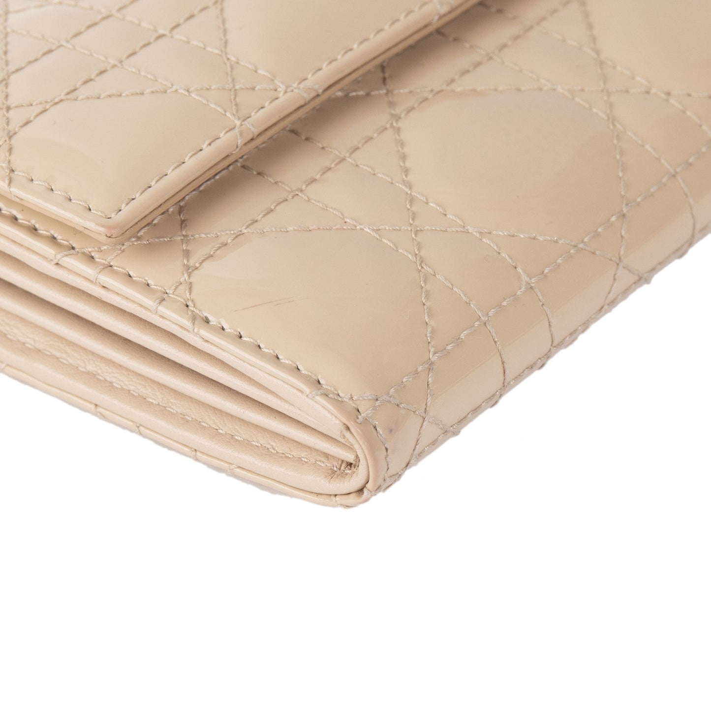 Christian Dior Patent Cannage Lady Dior Chain Wallet