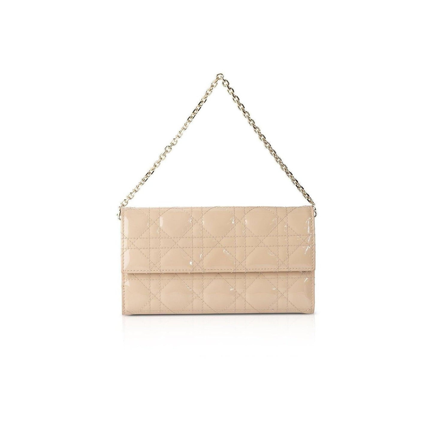 Christian Dior Patent Cannage Lady Dior Chain Wallet