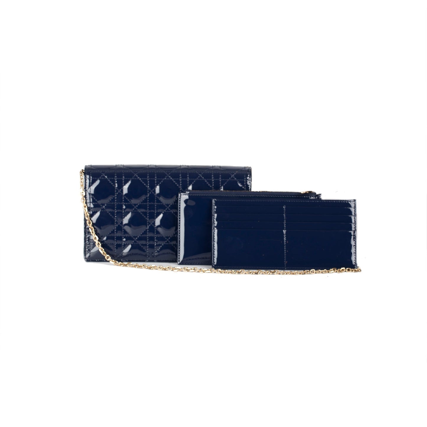Christian Dior Patent Cannage Leather Lady Dior Chain Pouch