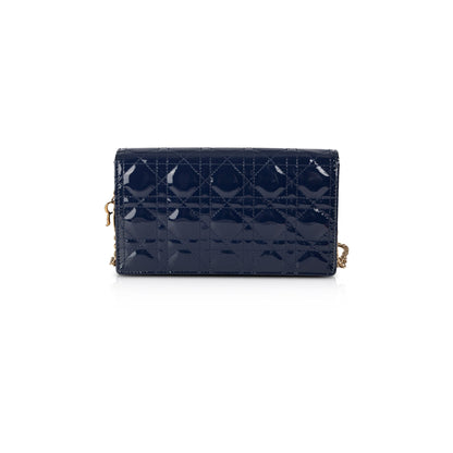 Christian Dior Patent Cannage Leather Lady Dior Chain Pouch