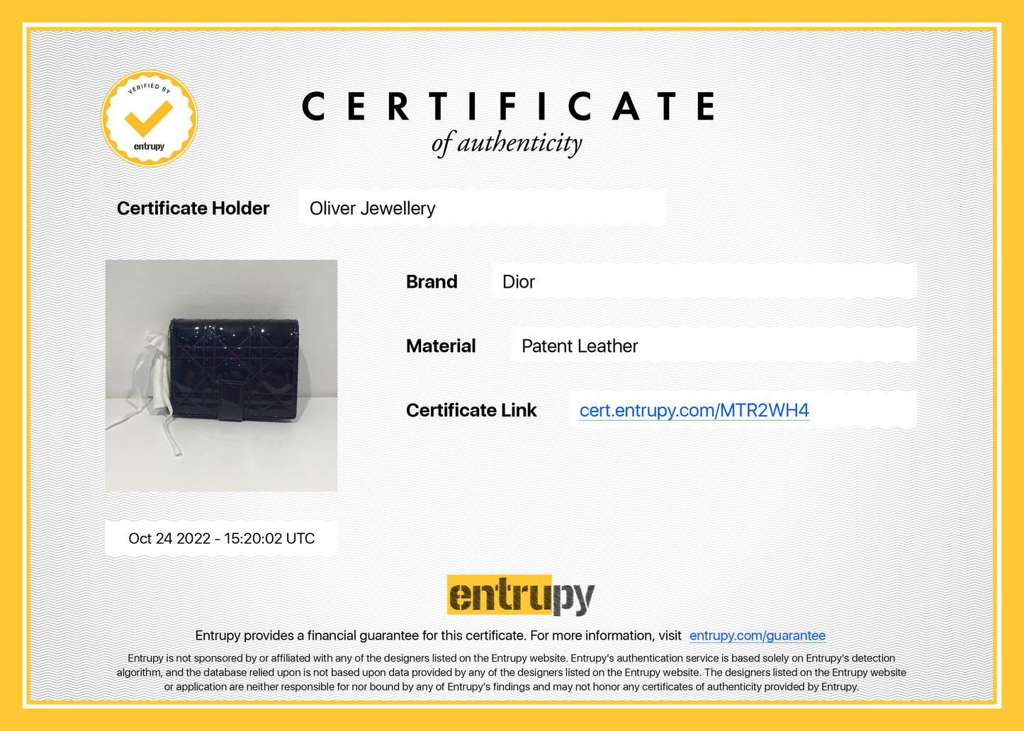 Christian Dior Patent Cannage Mini Lady Dior Wallet