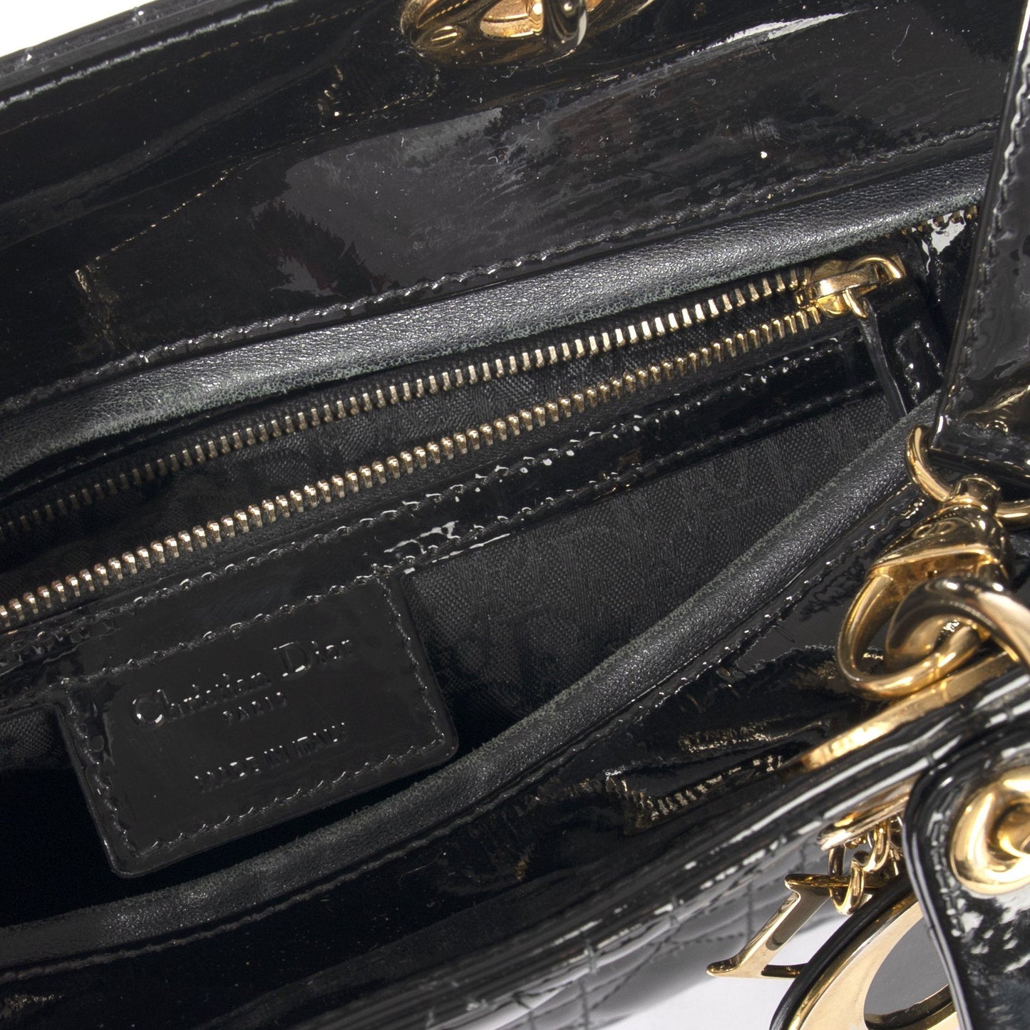 Christian Dior Patent Large Lady Dior Bag