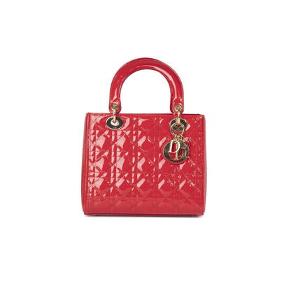 Christian Dior Patent Leather Medium Lady Dior Bag
