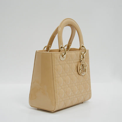 Christian Dior Patent Leather Medium Lady Dior Bag