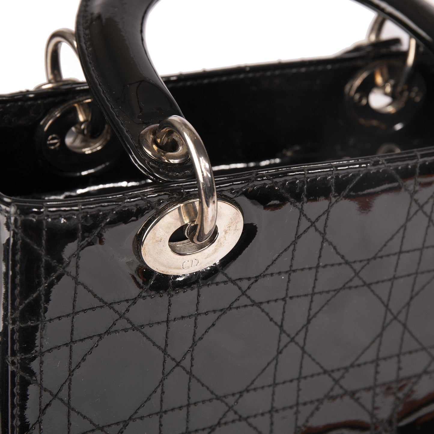 Christian Dior Patent Leather Medium Lady Dior Bag