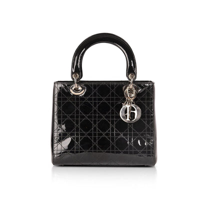 Christian Dior Patent Leather Medium Lady Dior Bag