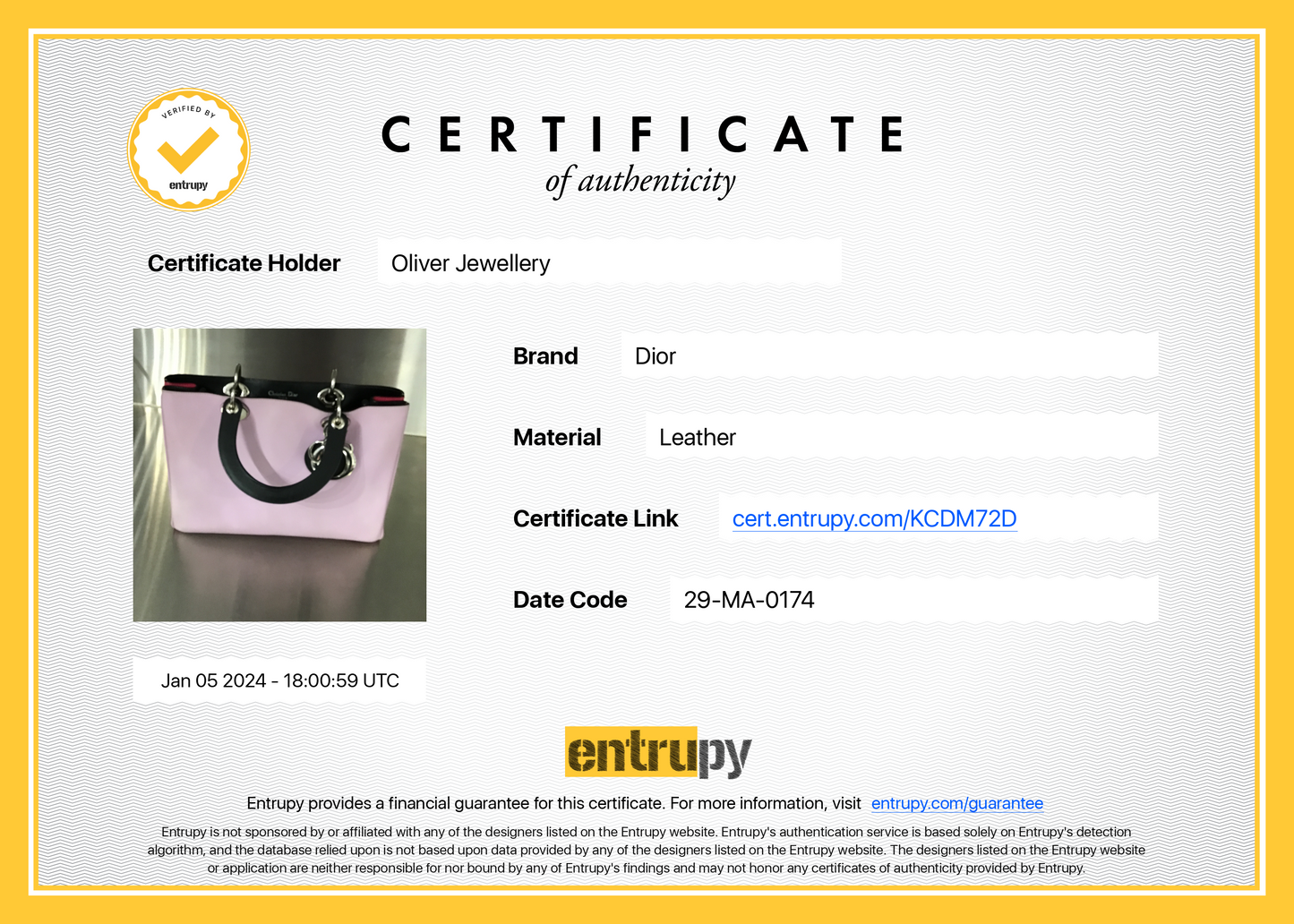 Christian Dior Pink Calfskin Leather Medium Diorissimo Tote