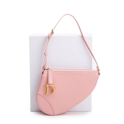 Christian Dior Pink Calfskin Leather Saddle Rodeo Pouch