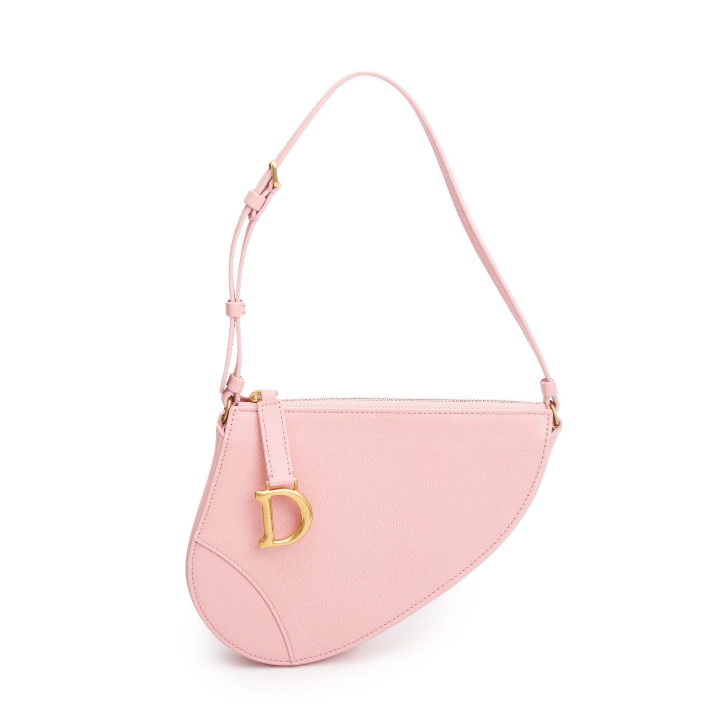 Christian Dior Pink Calfskin Leather Saddle Rodeo Pouch