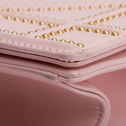 Christian Dior Pink Calfskin Leather Small Studded Diorama Flap Bag