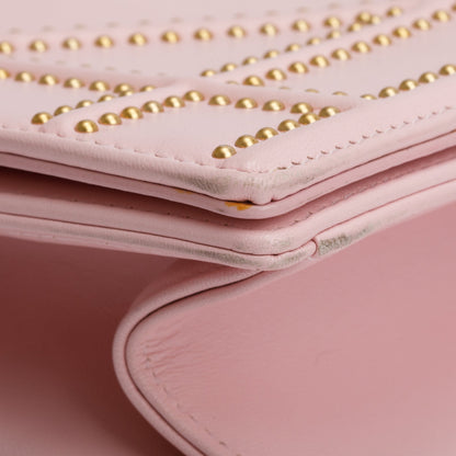 Christian Dior Pink Calfskin Leather Small Studded Diorama Flap Bag