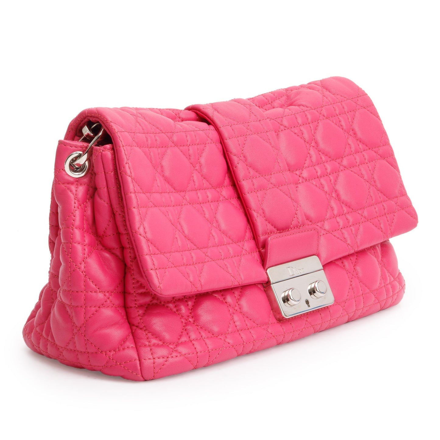 Christian Dior Pink Cannage Calfskin Leather New Lock Flap Bag