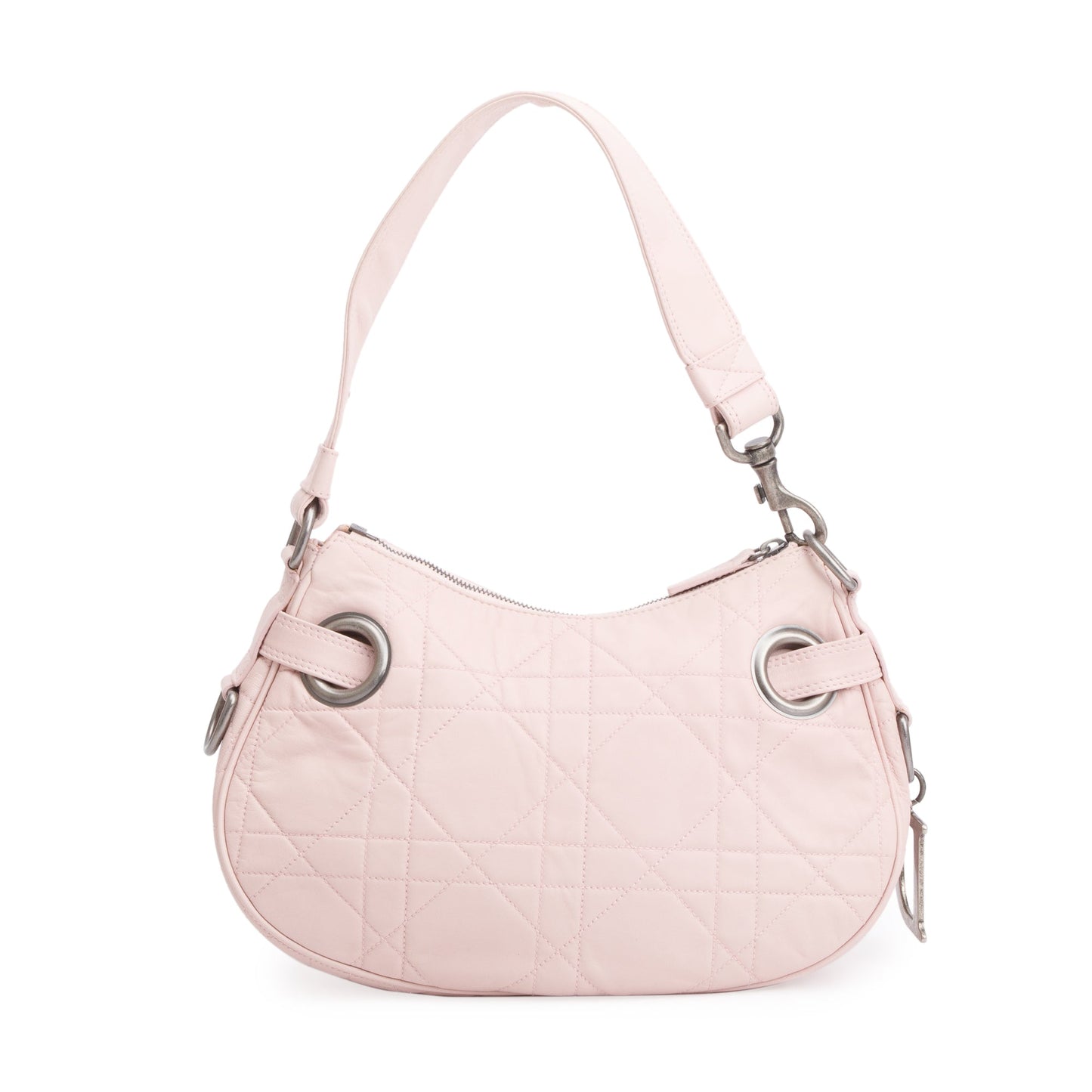 Christian Dior Pink Cannage Lambskin Leather Small D Charm Hobo