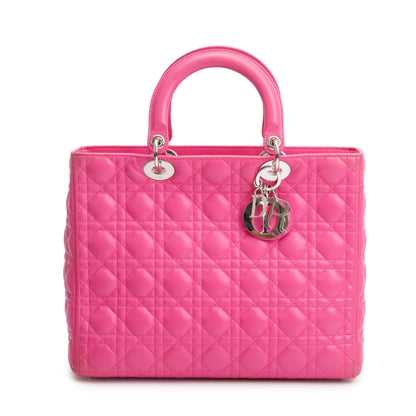 Christian Dior Pink Cannage Leather Large Lady Dior Bag