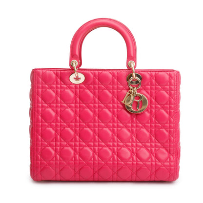 Christian Dior Pink Cannage Leather Large Lady Dior Bag