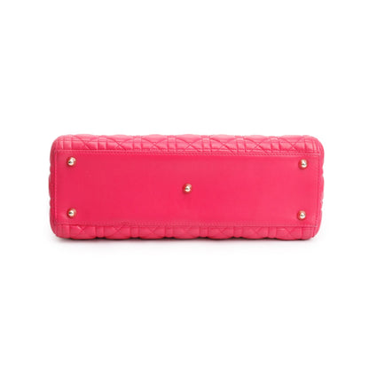 Christian Dior Pink Cannage Leather Large Lady Dior Bag