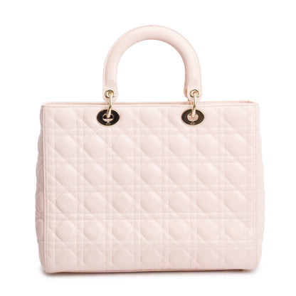Christian Dior Pink Cannage Leather Large Lady Dior Bag