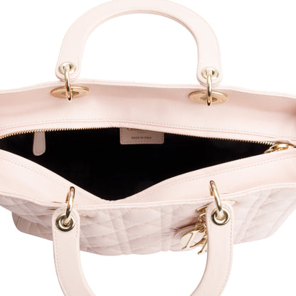 Christian Dior Pink Cannage Leather Large Lady Dior Bag