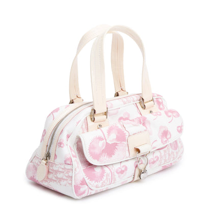 Christian Dior Pink Diorissimo Cherry Blossom Canvas Girly Satchel Bag