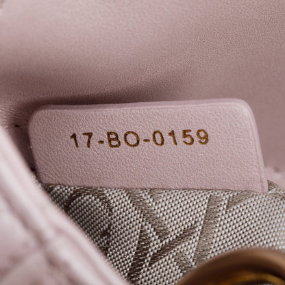 Christian Dior Pink Iridescent Cannage Leather Mini Lady Dior Bag