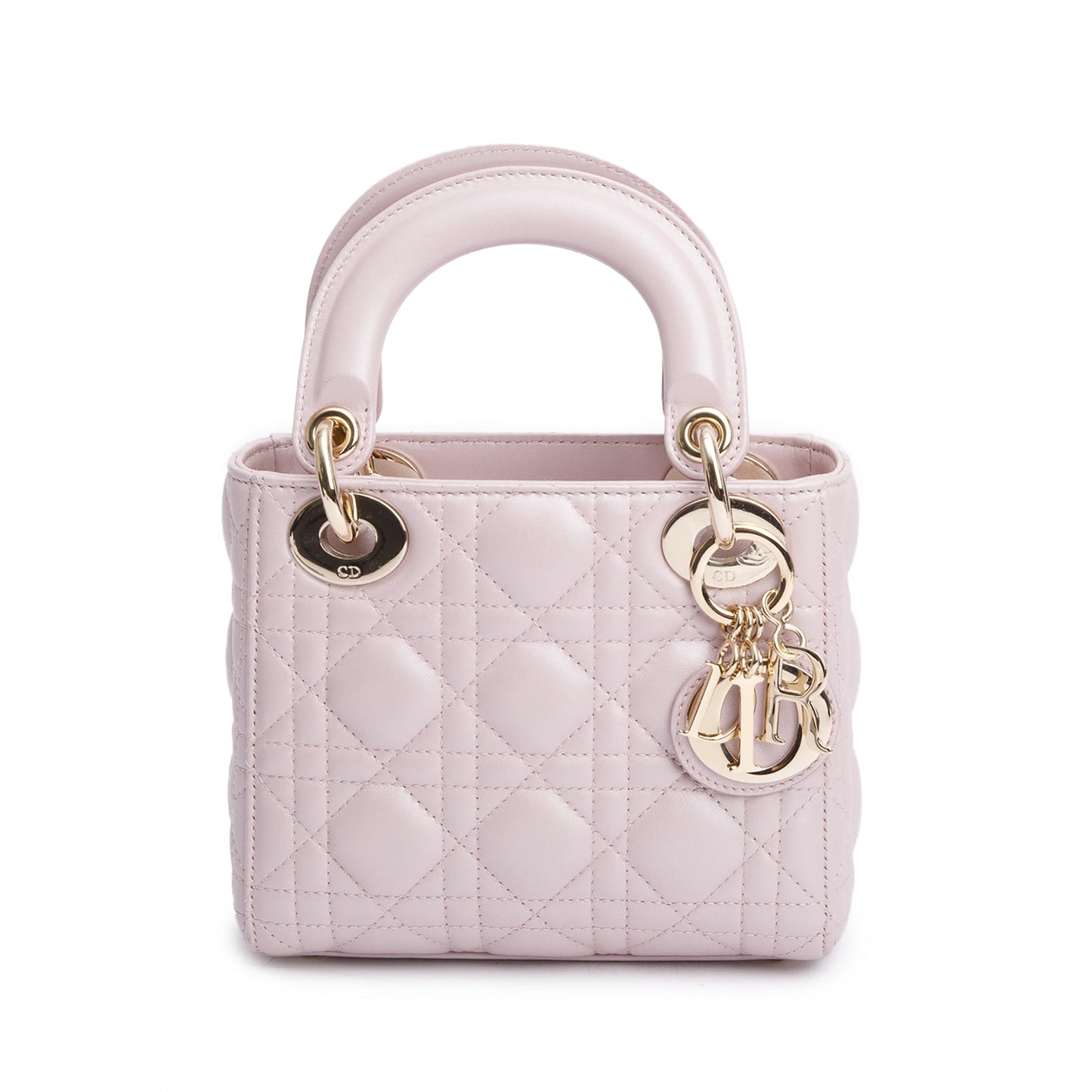 Christian Dior Pink Iridescent Cannage Leather Mini Lady Dior Bag