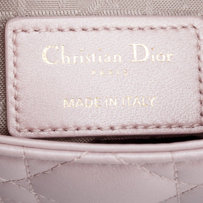 Christian Dior Pink Iridescent Cannage Leather Mini Lady Dior Bag