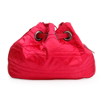 Christian Dior Pink Satin Cannage Drawstring Bag