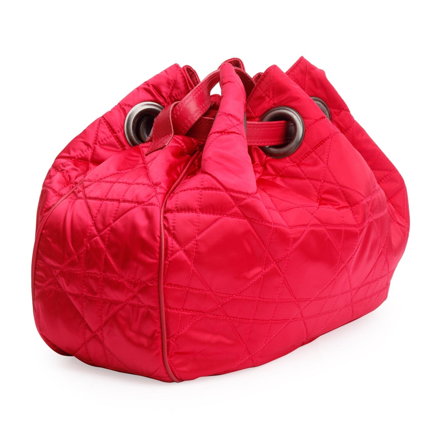 Christian Dior Pink Satin Cannage Drawstring Bag