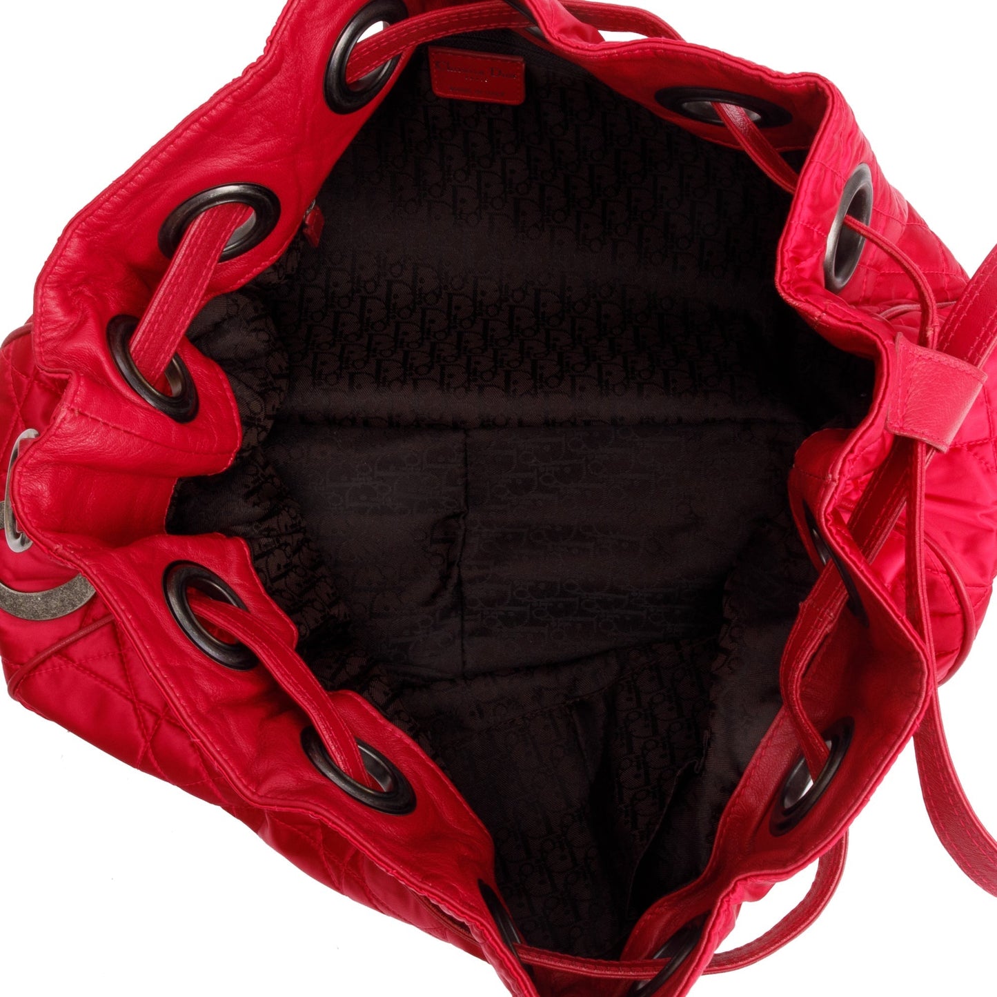 Christian Dior Pink Satin Cannage Drawstring Bag