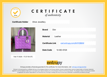 Christian Dior Purple Cannage Lambskin Leather Medium Lady Dior Bag