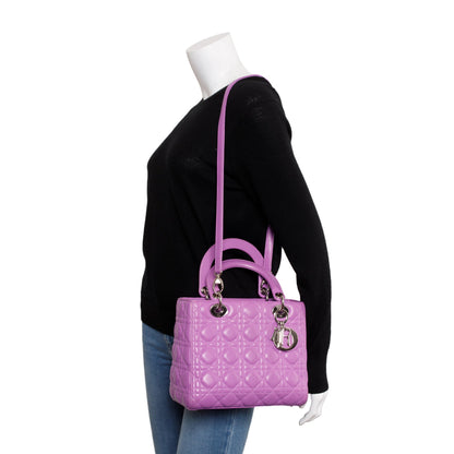 Christian Dior Purple Cannage Lambskin Leather Medium Lady Dior Bag