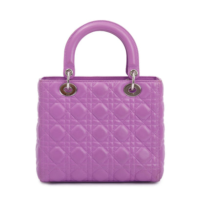 Christian Dior Purple Cannage Lambskin Leather Medium Lady Dior Bag