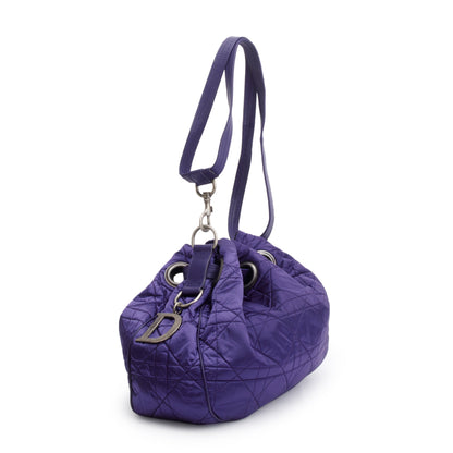 Christian Dior Purple Satin Cannage Drawstring Bag