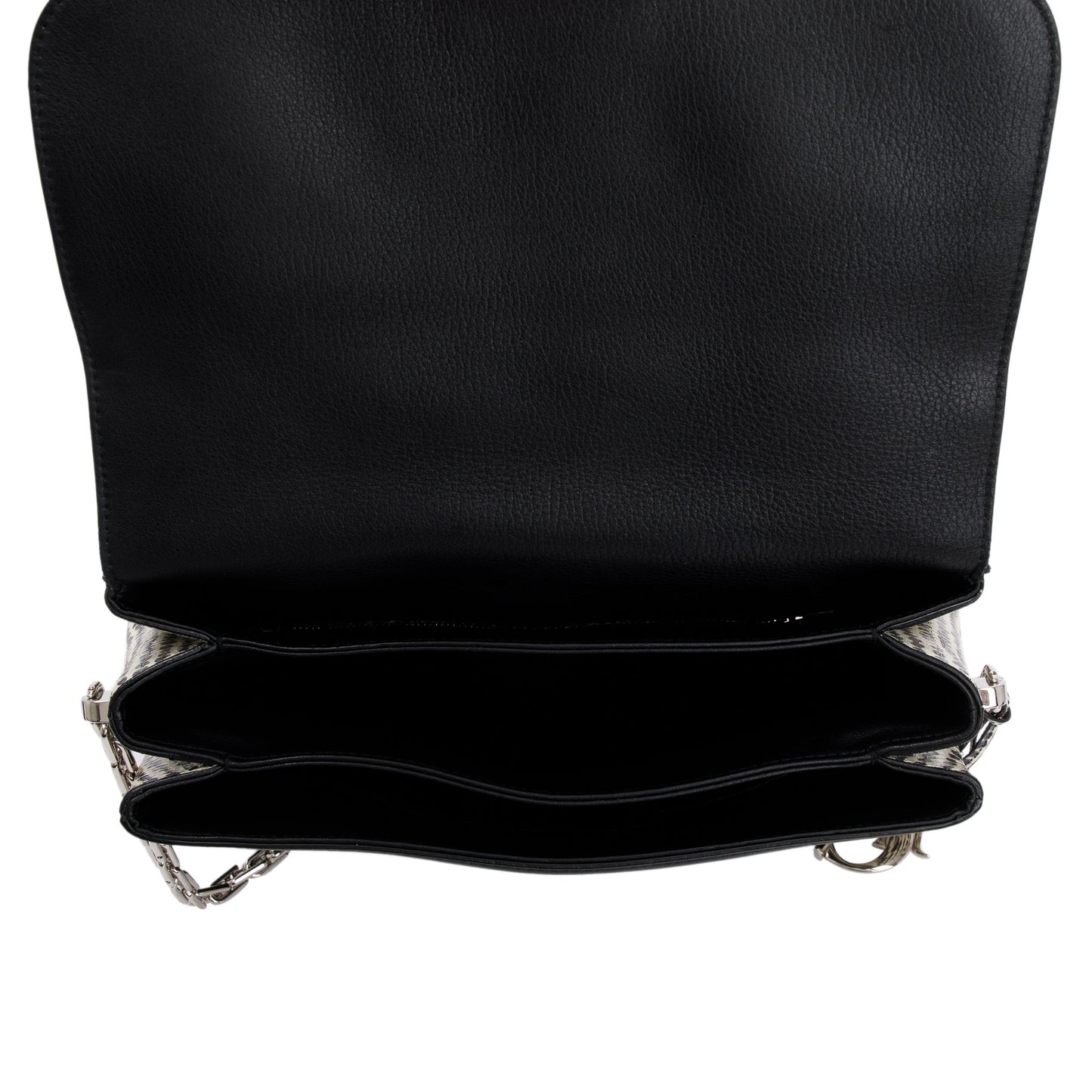Christian Dior Python-Trimmed Black Calfskin Leather Large Diorling Bag