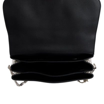 Christian Dior Python-Trimmed Black Calfskin Leather Large Diorling Bag
