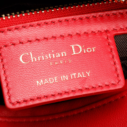 Christian Dior Red Cannage Lambskin Leather Small Lady Dior Bag