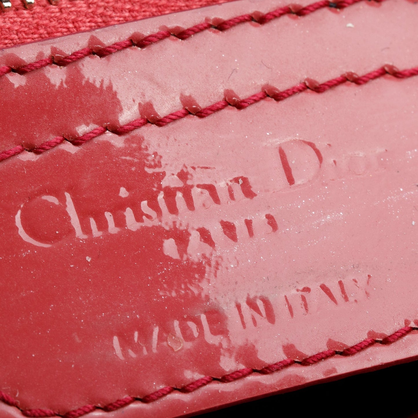 Christian Dior Red Cannage Patent Leather Small Lady Dior Bag