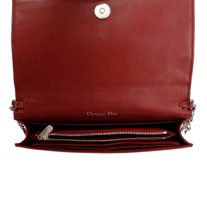 Christian Dior Red Patent Leather Lady Dior Chain Pouch