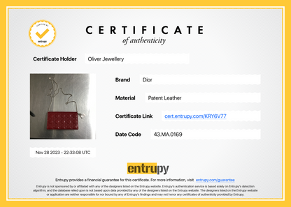 Christian Dior Red Patent Leather Lady Dior Chain Pouch