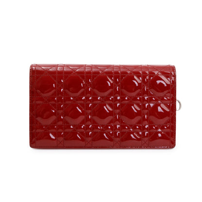 Christian Dior Red Patent Leather Lady Dior Chain Pouch