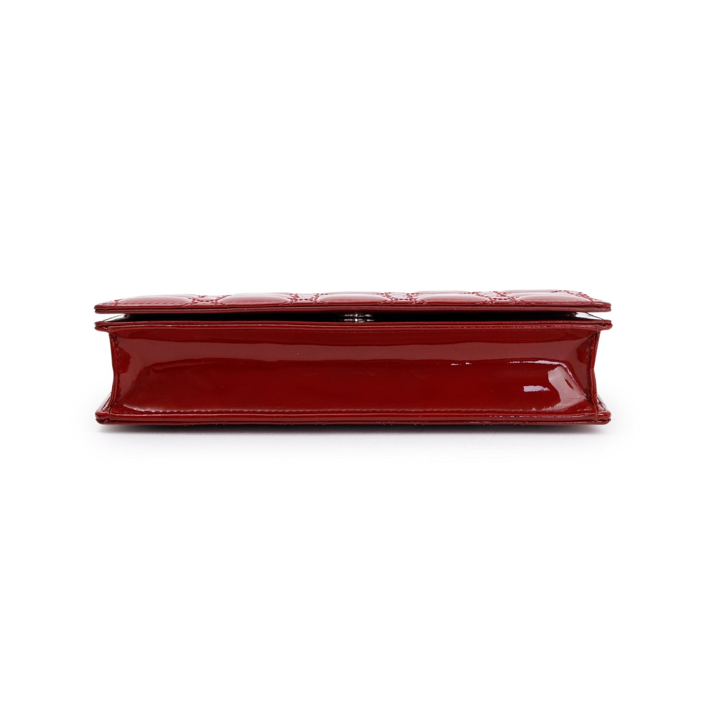 Christian Dior Red Patent Leather Lady Dior Chain Pouch