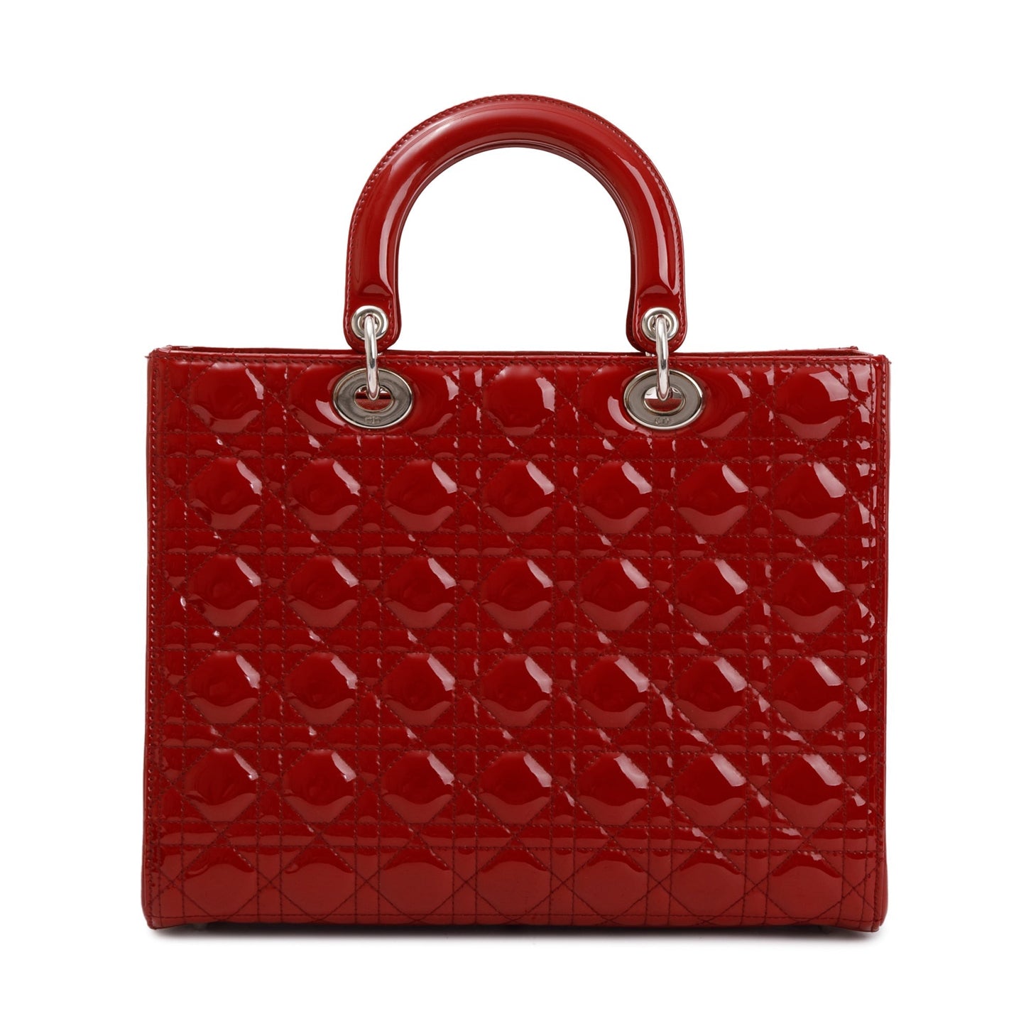Christian Dior Red Patent Leather Large Lady Dior Bag