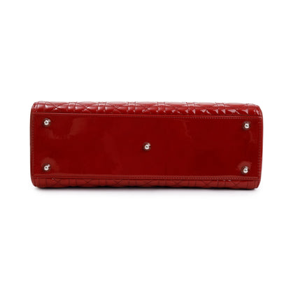 Christian Dior Red Patent Leather Large Lady Dior Bag