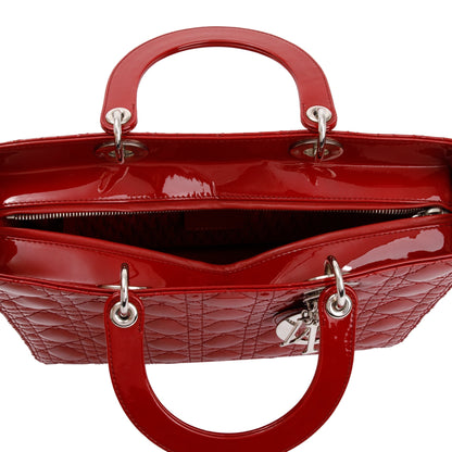 Christian Dior Red Patent Leather Large Lady Dior Bag