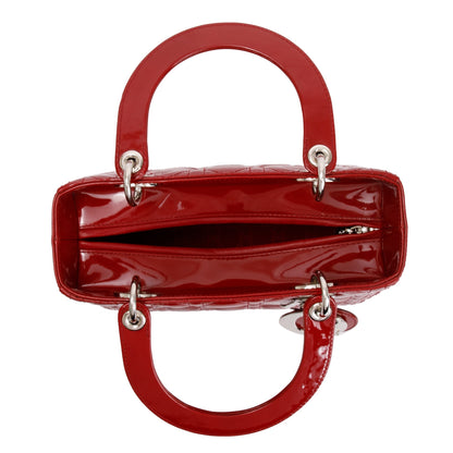 Christian Dior Red Patent Leather Medium Lady Dior Bag